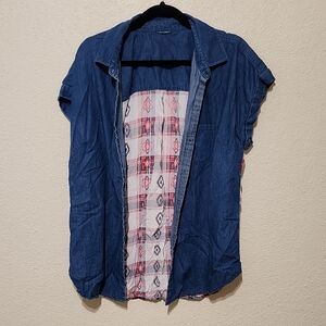 Women's Blue Button Down Shirt